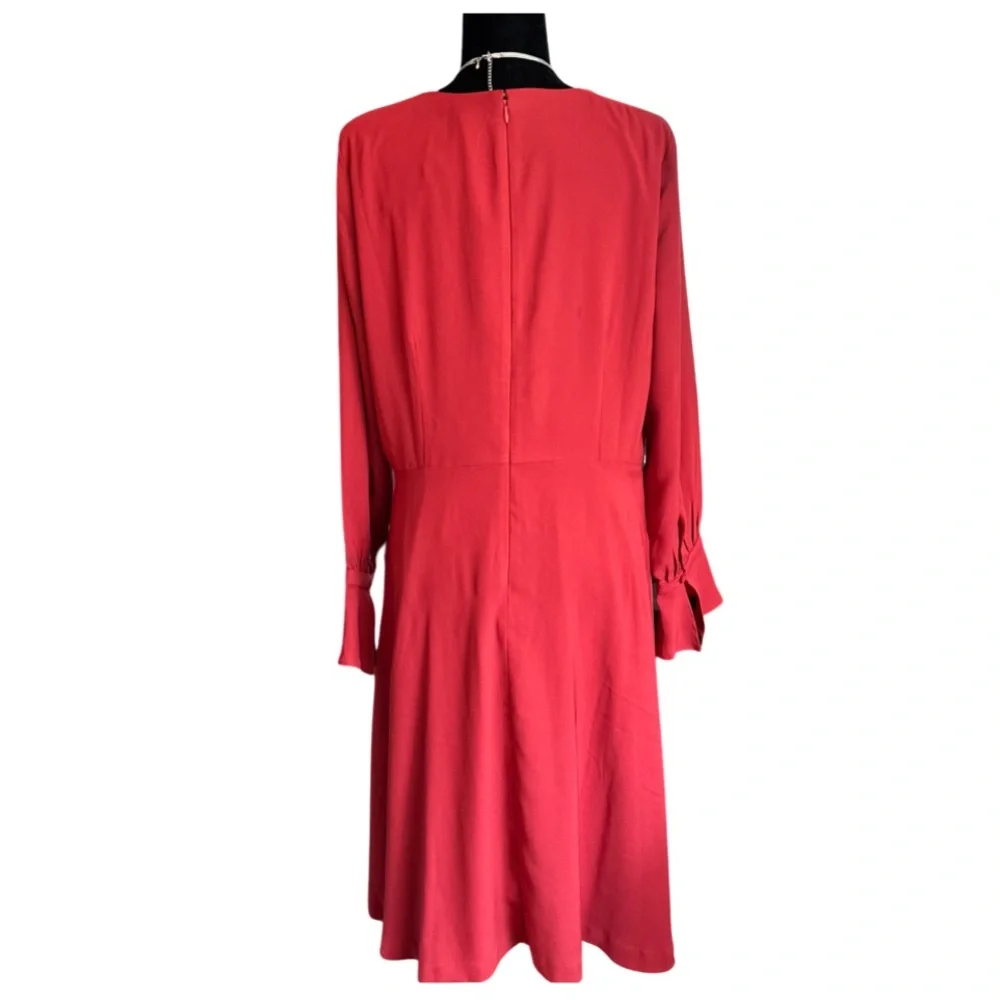 NWT ANN TAYLOR Keyhole Tie Front Flare Dress | Zesty Red - Picture 6 of 9